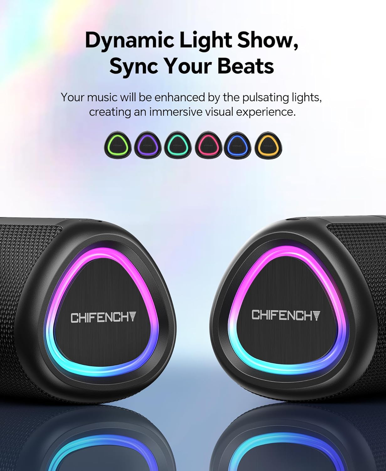 Portable Bluetooth Speaker Beach Essentials: IPX5 Waterproof for Outdoor | Powerful HD Sound,Dynamic Light,All Day Playtime,Wireless BT 5.3,TWS Pairing,Travel|Camping|Pool Accessorie,School Supplies - Image 3